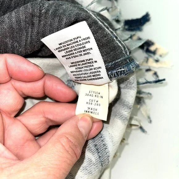 Habitual Tie Dye Mini Skirt Womens Size 25 Denim Fringe Cotton Blue Made In USA - Picture 7 of 11